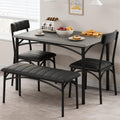 IDEALHOUSE Dining Table Set for 4, Kitchen Table with Chairs for 4, Rectangular Wood Dining Room Table Set with Upholstered Bench for Small Space, Dinner, Apartment, Retro Gray