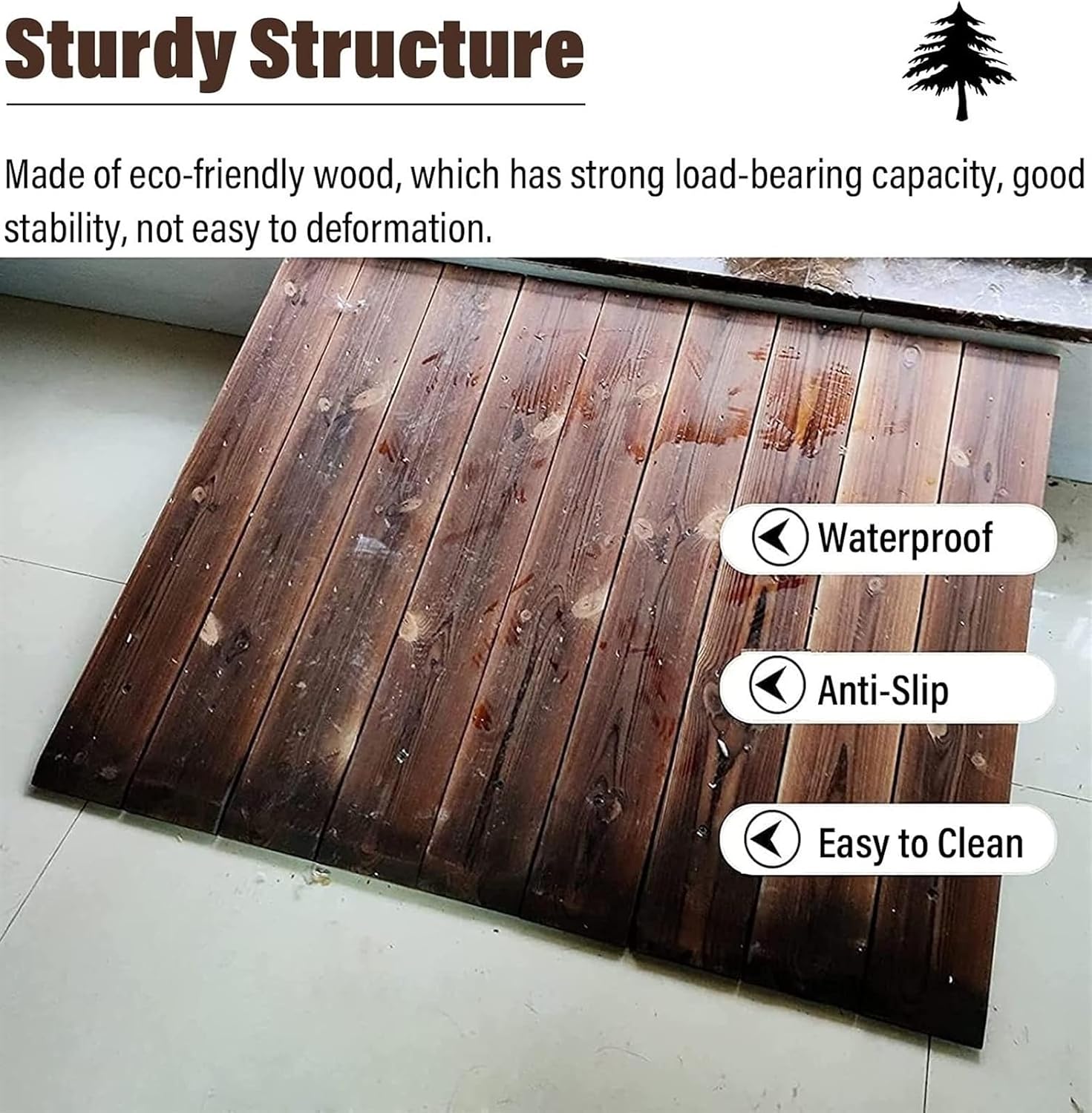 Ramps Threshold Ramp, Entry Door Threshold Ramp Wooden, Interior Exterior Doorway Wheelchair Ramp, Portable Non Slip Wood Step Ramp(60x50x10cm (23.6x19.7x4))