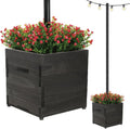 Extra Large Decorative Wooden Planter w/ Universal Pole Support for String Light Poles, Umbrellas, Bird Feeders. Solid Wood Outdoor Garden Box for Plants(Does not include Pole), 17'x17'x18', Black