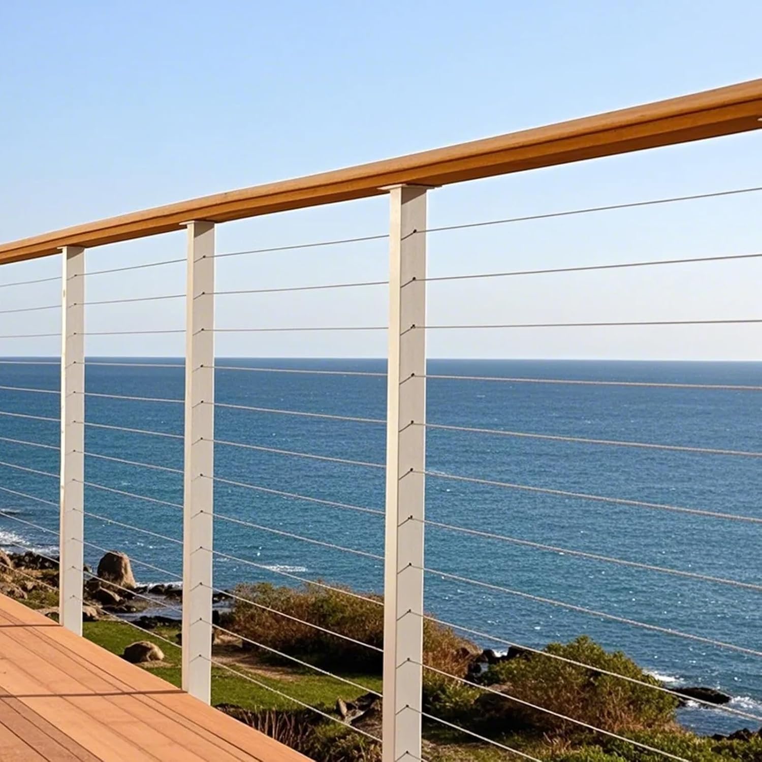 VEVOR 1/8 Stainless Steel Cable, 1000 FT 316 Cable Railing Kit with Cutter and Gloves, 1600 lbs Breaking Strength, 7x7 Strands Marine Aircraft Cable for Handrail Stair Decking Fence Outdoors
