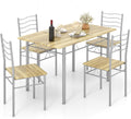 Giantex 47-inches Dining Table Set for 4, Rectangular Kitchen Table with 4 Dining Chairs, Metal Frame, 5-Piece Space-Saving Dinette Set for Small Space, Dinner, Breakfast Nook, Apartment, Natural