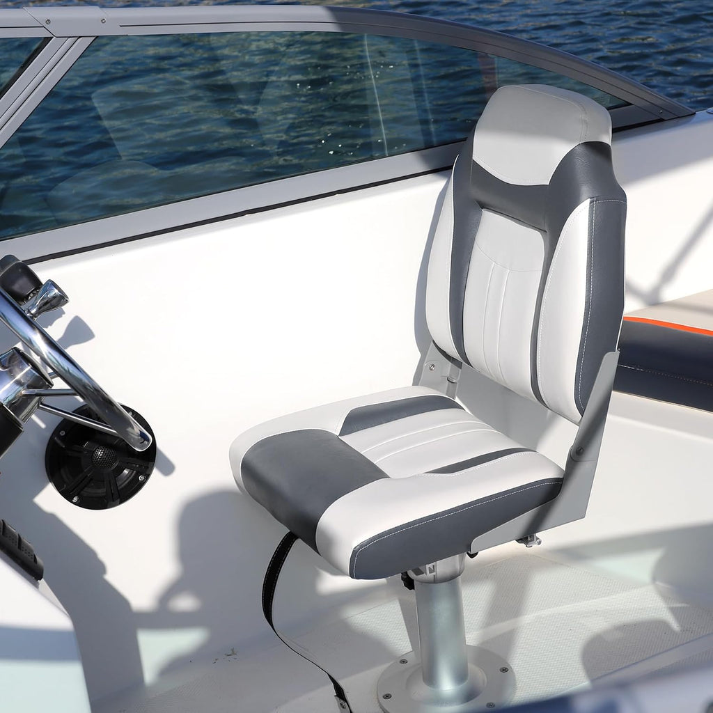 NORTHCAPTAIN S1 Deluxe A Pair of Marine High Back/Low Back Folding Fishing Boat Seat for Fishing, Bass/Jon/Pontoon Boat Chairs, 4 Mounting Screws Included