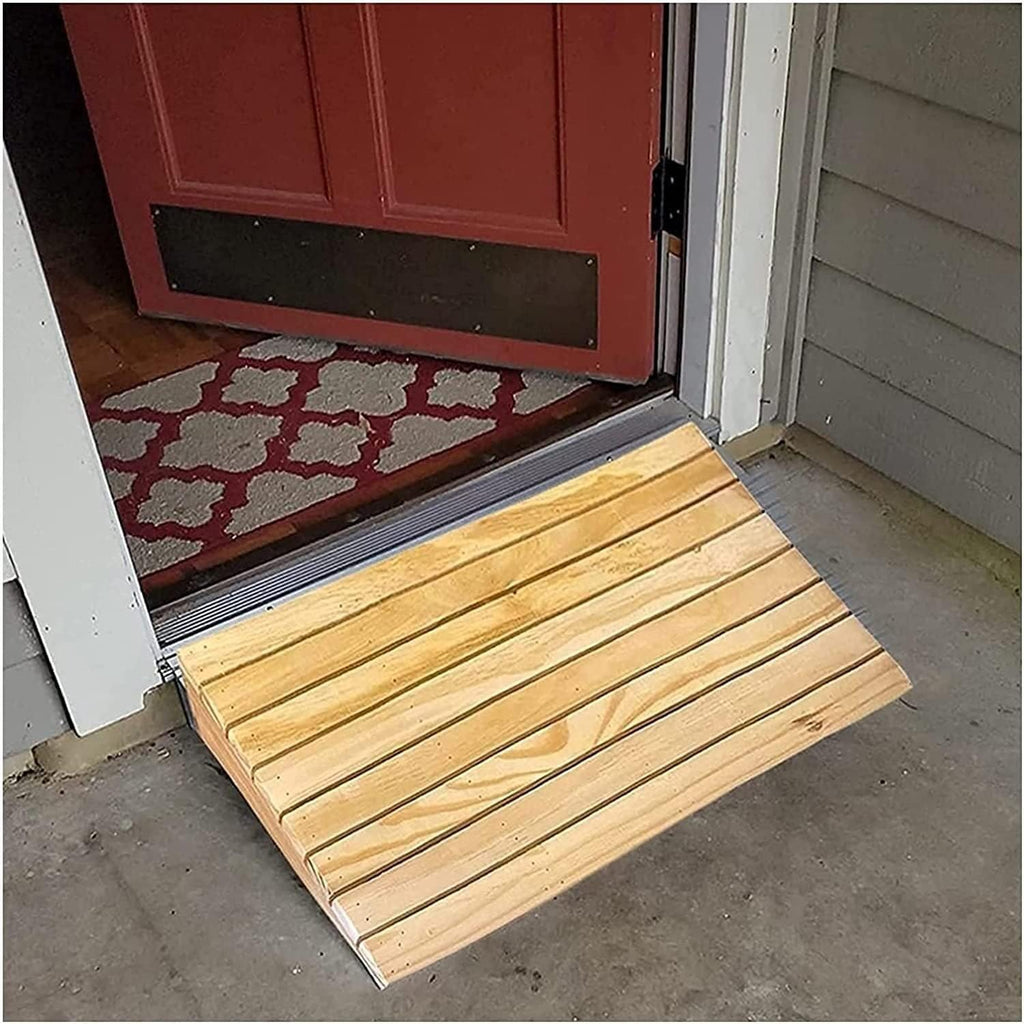 Ramps Entry/Curb Wooden Threshold with Handle, Portable Steps Doorways for Cars Wheelchair(30.8x30x9cm)