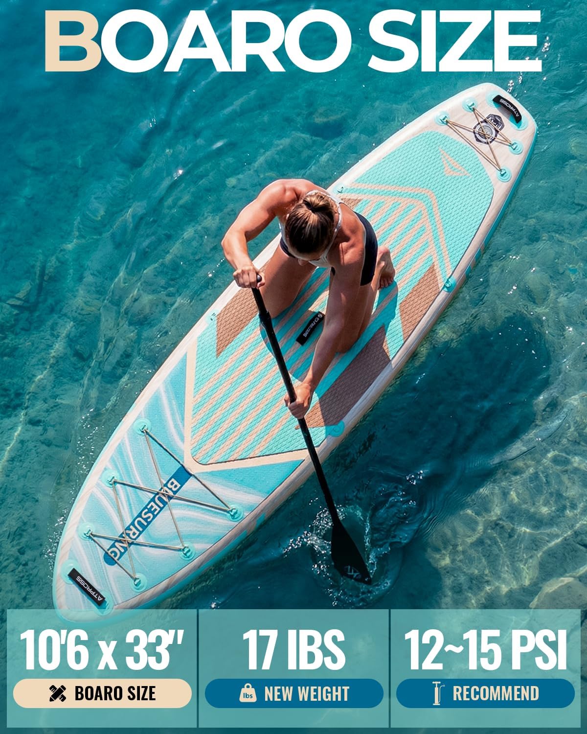 10'6''x33''Inflatable Stand Up Paddle Board, 400lbs Extra Wide Stand Up Paddleboard with Kayak Seat, Anti-Slip EVA Deck Premium SUP Accessories Kit, Non-Slip Stable Deck Boat