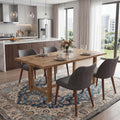 GarveeHome Wooden Dining Chair Set of 4 Upholstered Leather Dining Chair with Wood Legs, Wing Backrest, Wooden Kitchen Chairs with Thick Cushions, Leveling Feet for Dining Room, Living Room, Dark Grey