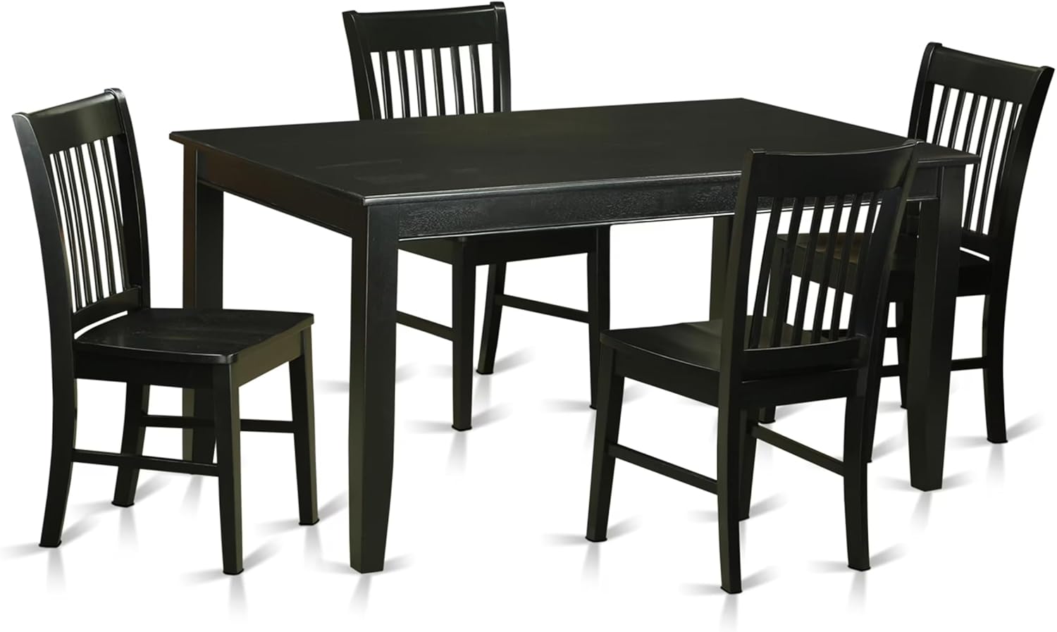 East West Furniture DUNO5-BLK-W 5 Piece Dining Room Table Set Includes a Rectangle Wooden Table and 4 Kitchen Dining Chairs, 36x60 Inch, Black