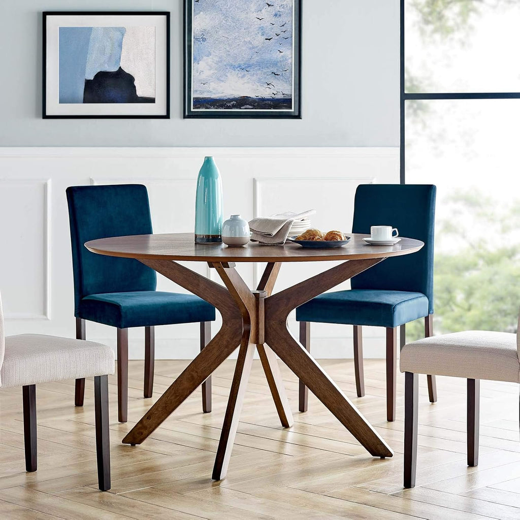 Modway Crossroads 47' Round Wood Dining Table, Walnut