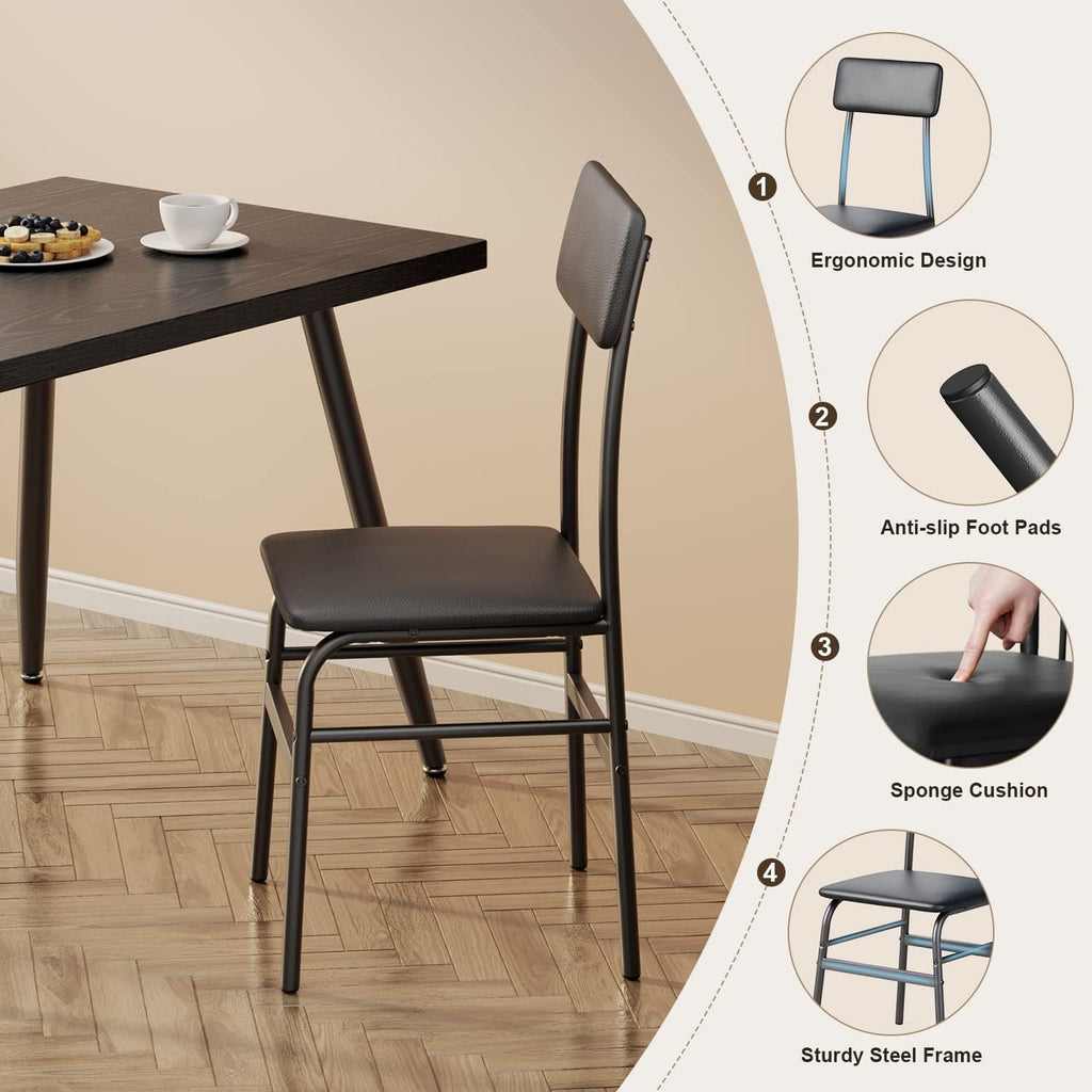 Gizoon Dining Room Table Set for 4, Modern 5 Piece Kitchen Table and Chairs Set, Small Space Comedor de 4 Sillas y Mesa, Wood Top Metal Frame for Apartment, Kitchen, Living Room, Dining Room