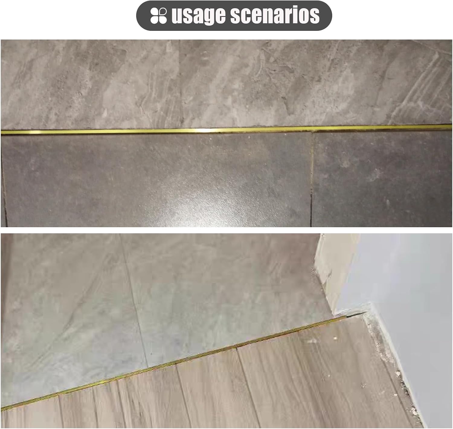 Floor Transition Strip Solid Brass Door Threshold Strips 1m, Flat Flooring Gap Cover Wood to Tile, Doorways Floor Joining Bar, Transition Edge Trim Strip,10mmx10mm(3/8' x3/8')