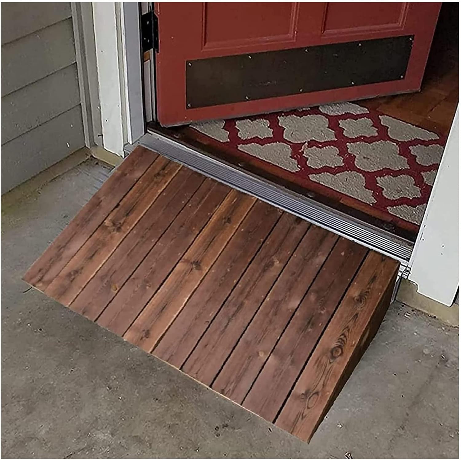 Wood Wheelchair Ramp Threshold Ramp 4'' 7'' 8'' 10'' 12'' Rise, Portable Lightweight Ramp, Home Stairs Doorway Solid Wood Barrier Free Slope Pad (23.6X27.5X7In/60X70X18Cm)