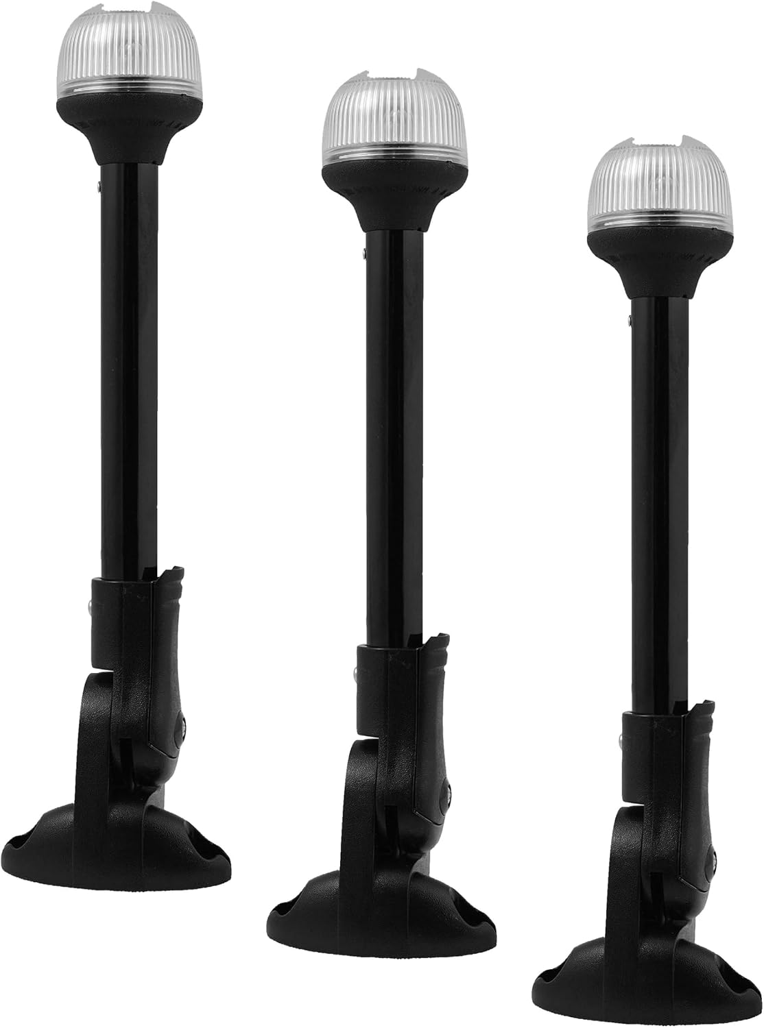 attwood 1263351 Corporation 5358-12-7 12' Black Plastic Pole Fold Down White All-Round Light (Pack of 3)