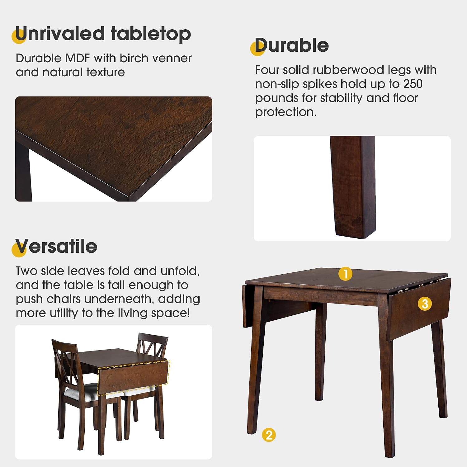 Merax Wooden 29'- 45' Extendable Rectangular Dining Table with Drop Leaf,Space Saving, Easy Assemble Brown