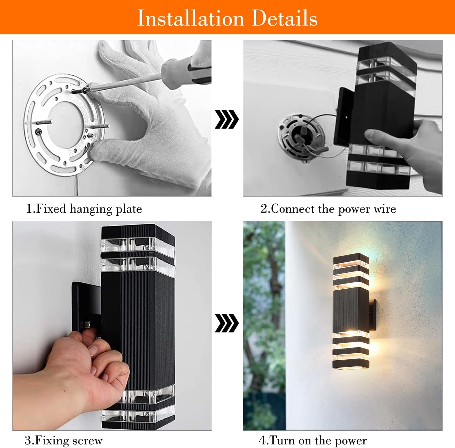6 Pack Up and Down Wall Lights, 14W IP65 3000K 1100LM Warm White, Aluminum Outdoor Light Fixtures for Porch, Patio, Garage, Waterproof