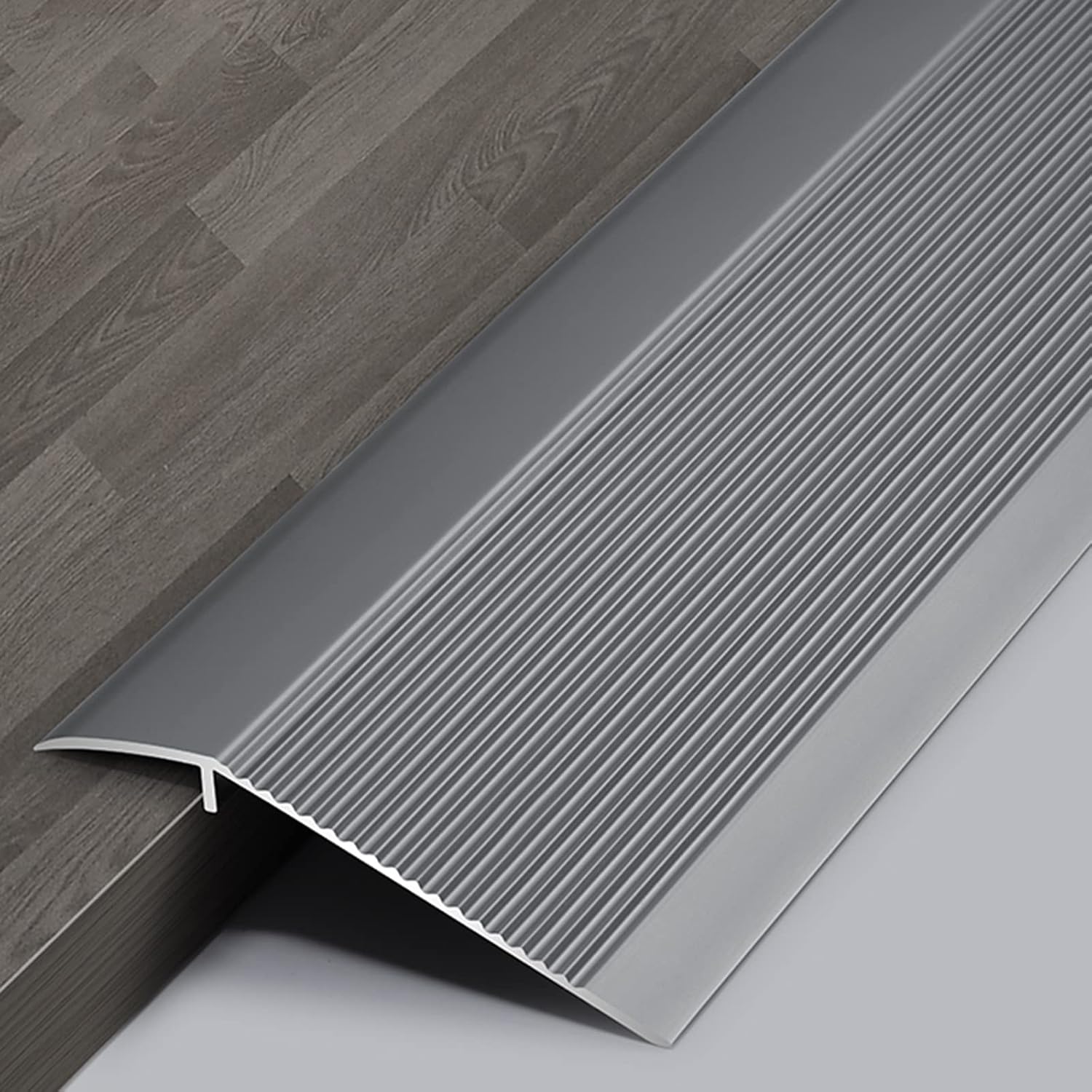 4inch Wide Threshold Floor Transition Strip Reducer Flute, Wood to Tile/Laminate to Floor Tiles, Heavy Duty Carpet Edge Strip, 90/100/110/120/130/140/150cm Long (Color : Grey, Size : 135cm/53.1in)