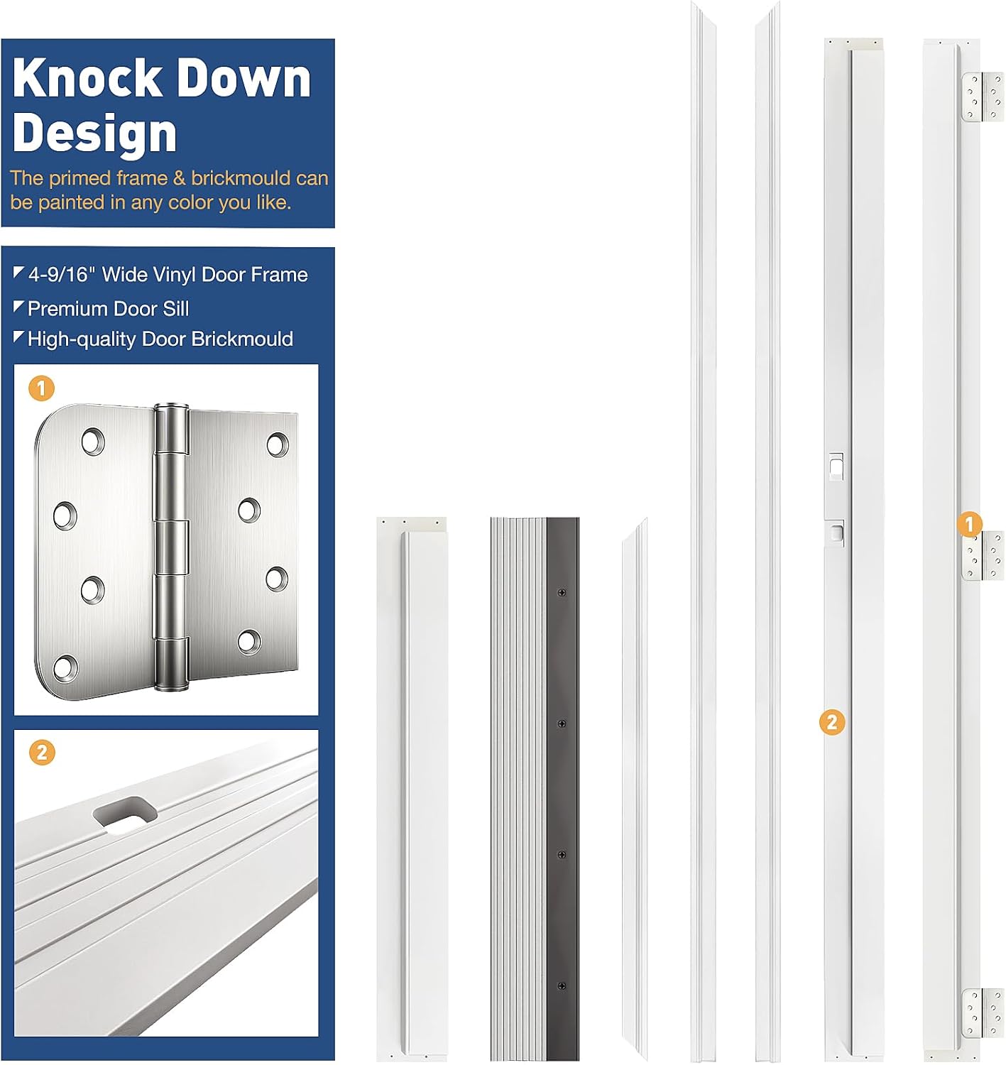 36' x 80' Fiberglass Entry Door, Left-Hand Inswing, Modern Horizontal Line Design, Textured Finish Exterior Front Door, Durable, Knock-Down, Insulated & Ready to Paint