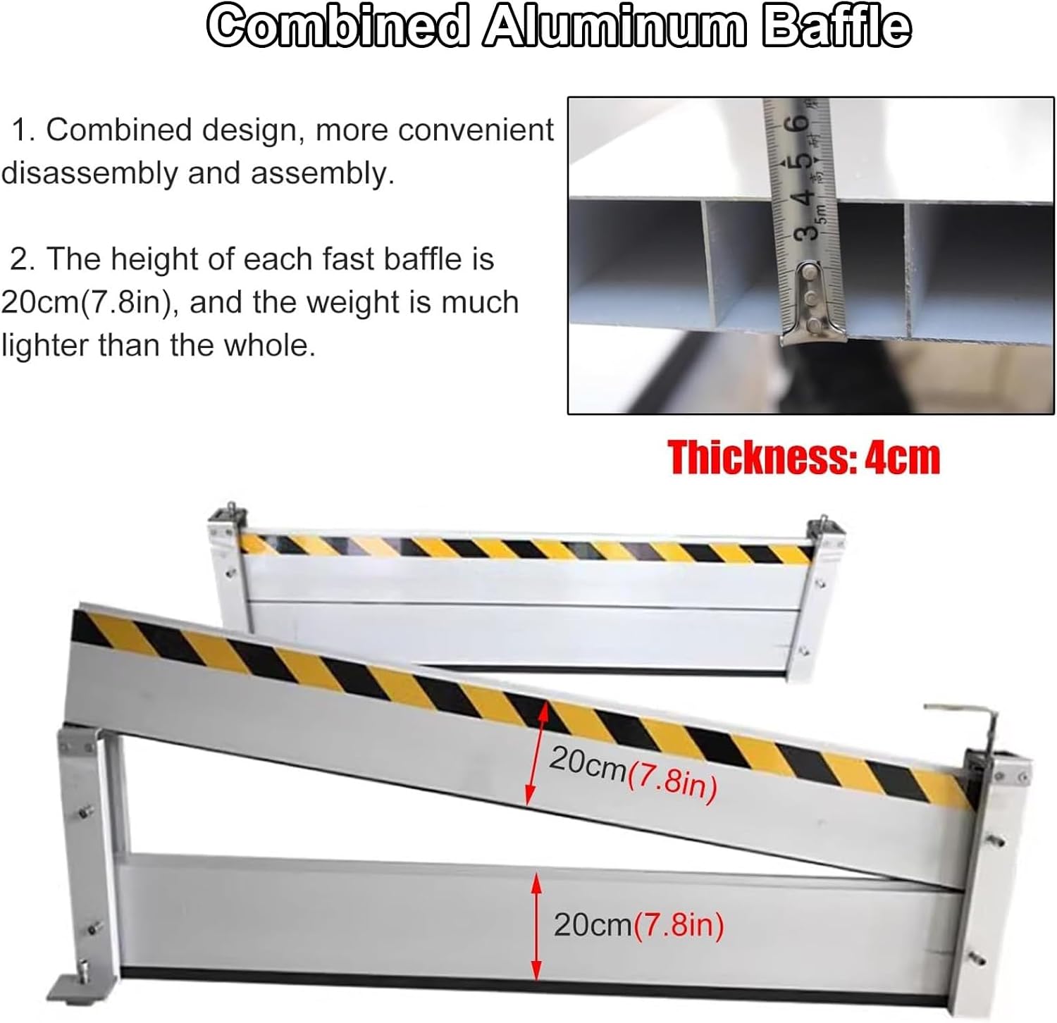 Flood Protection Barrier, Aluminum Flood Baffle with High Reflective Tape, Driveway/Doorway Temporary Dams, 40/60/80cm High Threshold Anti-Flood Wall (Size : 80 * 80cm/32 * 32in)