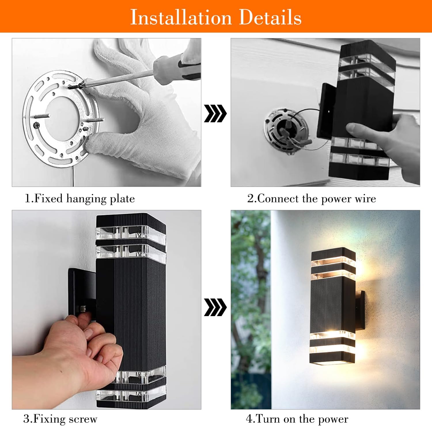 6 Pack Outdoor Lights, 14W IP65 3000K 1100LM Warm White Porch Lights, Aluminum for House Porch Patio Garage