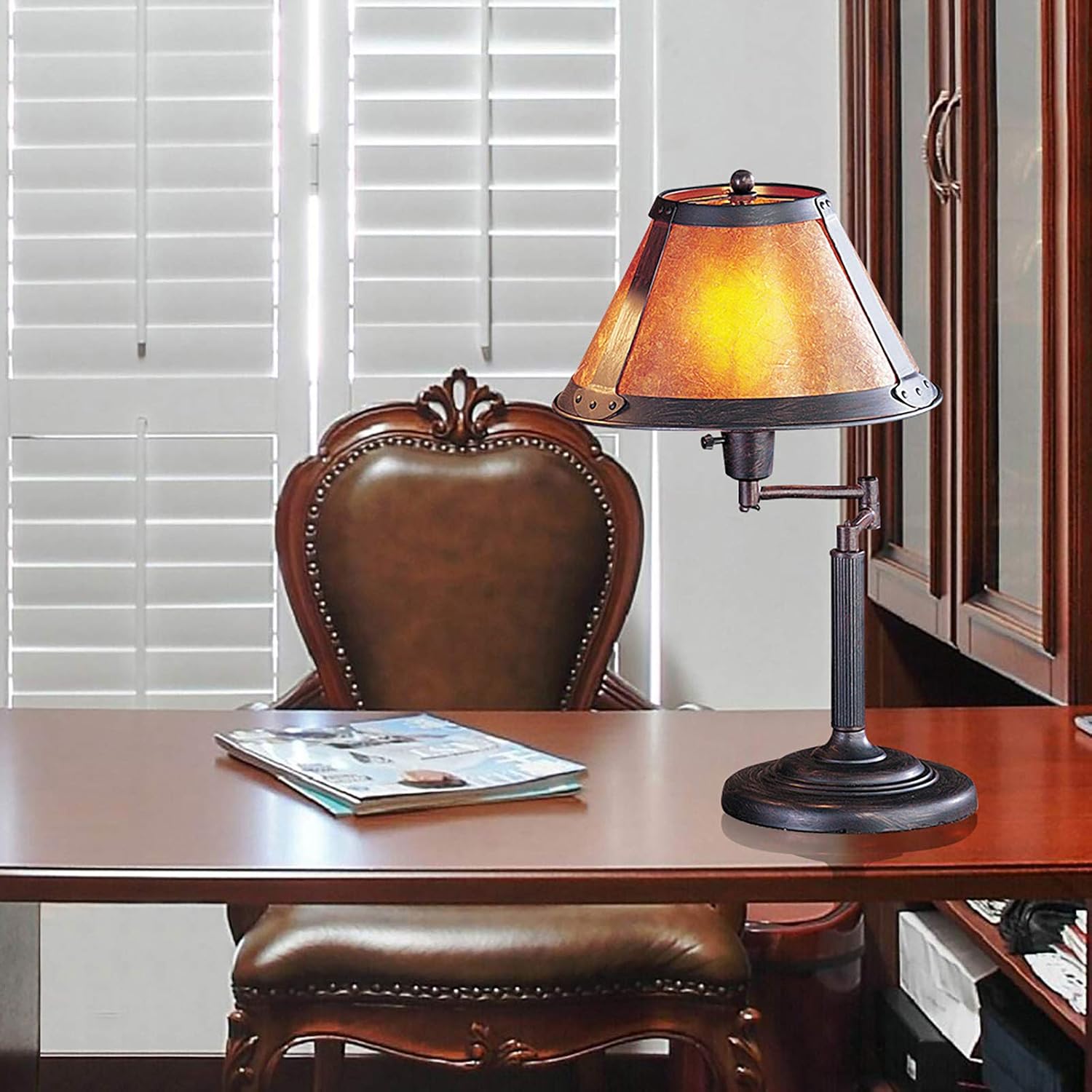 Cal Lighting BO-462 Table Lamp with Mica Glass Shades, Rust Finish 18' x 11.5' x 11.5'