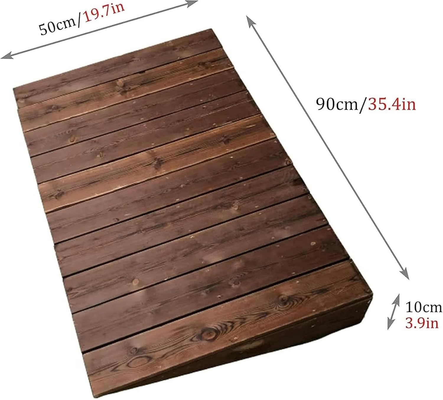 Threshold Ramp, 4/7/8/10inch Rise Wooden Threshold Ramps for Doorways, Non Slip Curb Ramp for Elderly/Disabled Entryway Ramp Wheelchair Ramp