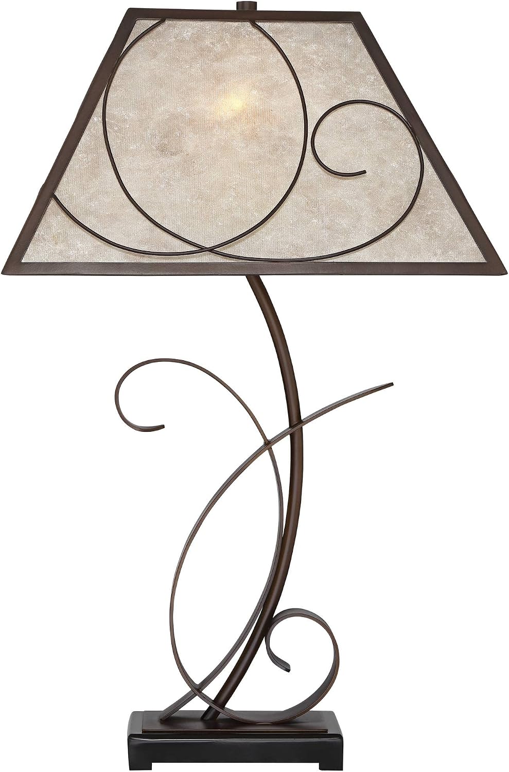 Franklin Iron Works Teri Rustic Farmhouse Country Cottage Core 3-Way Table Lamp 27' Tall with Dimmer and USB Charging Port Brown Metal Floral Light Mica Tapered Shade for Bedroom Living Room
