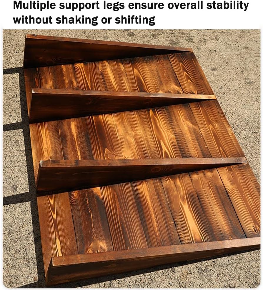 Wooden Threshold Ramp for Home Steps, 6' 7' 8' Rise Curb Ramp Doorway Ramps, Anti-Slip Entry Ramps for Wheelchair Walker Cart Scooter(60x70x18cm/23.62x27.56x7.09in)