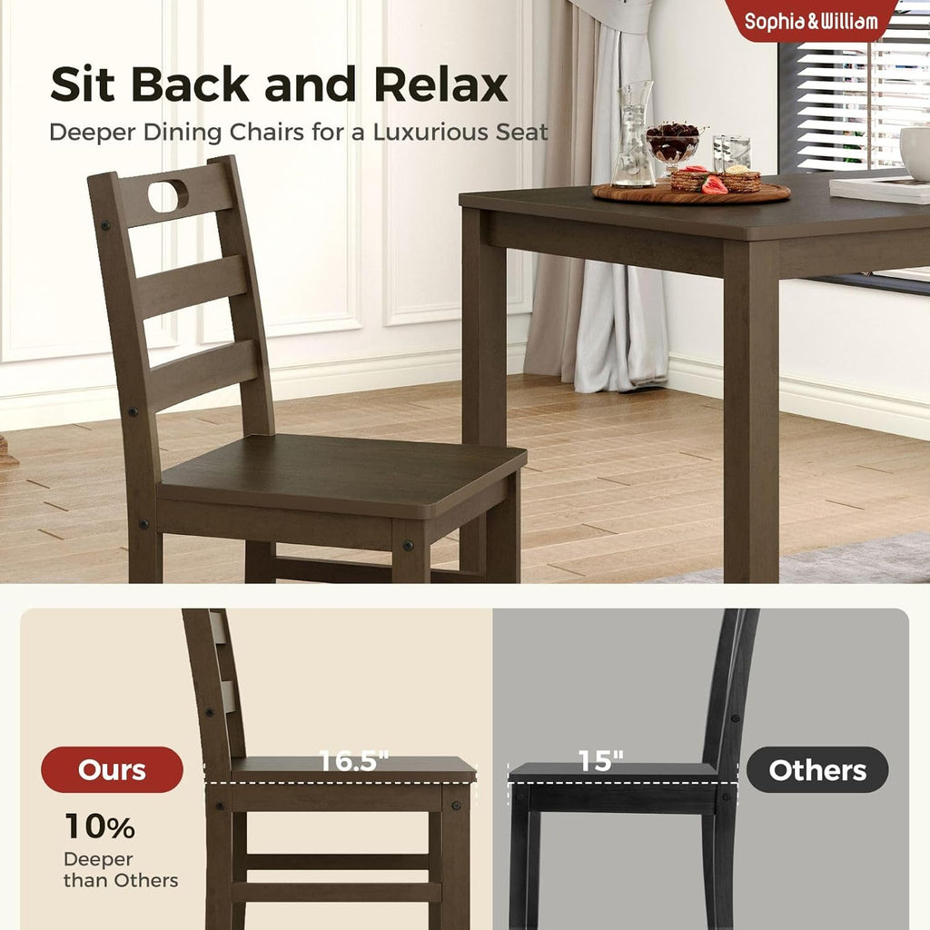 Sophia & William 5 Piece Dining Table Set for 4, Wood Kitchen Table and Chairs,Space-Saving Farmhouse Dining Sets,Dark Walnut