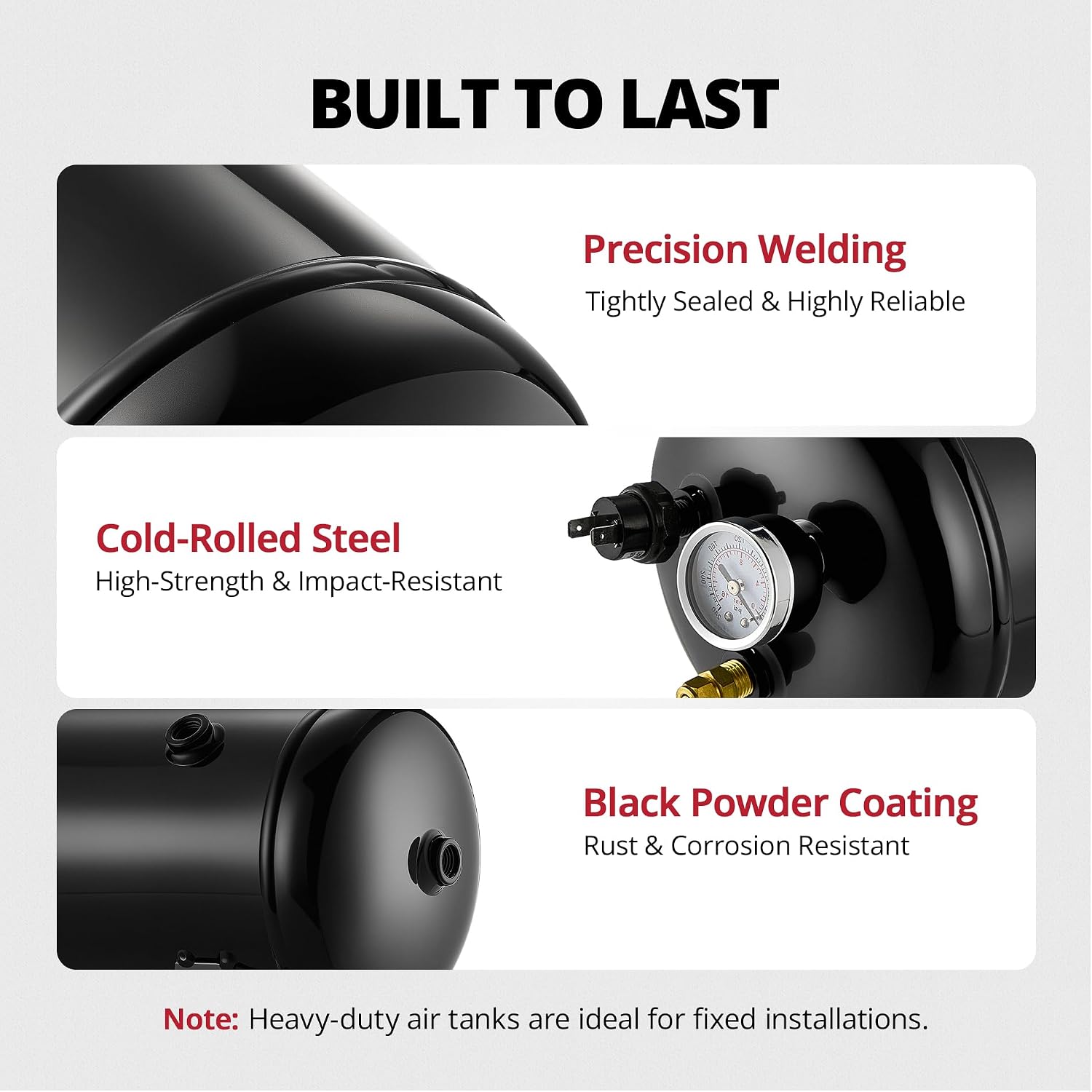 EVIL ENERGY 2 Gallon Air Tank and Compressor Kit 6 Ports 1/4' NPT 150PSI Rated 12V Compressor Air Tank for Air Horn, Inflating Tires, Car, Truck, Suspension Systems, Train Horn, DIY Pneumatic Tools