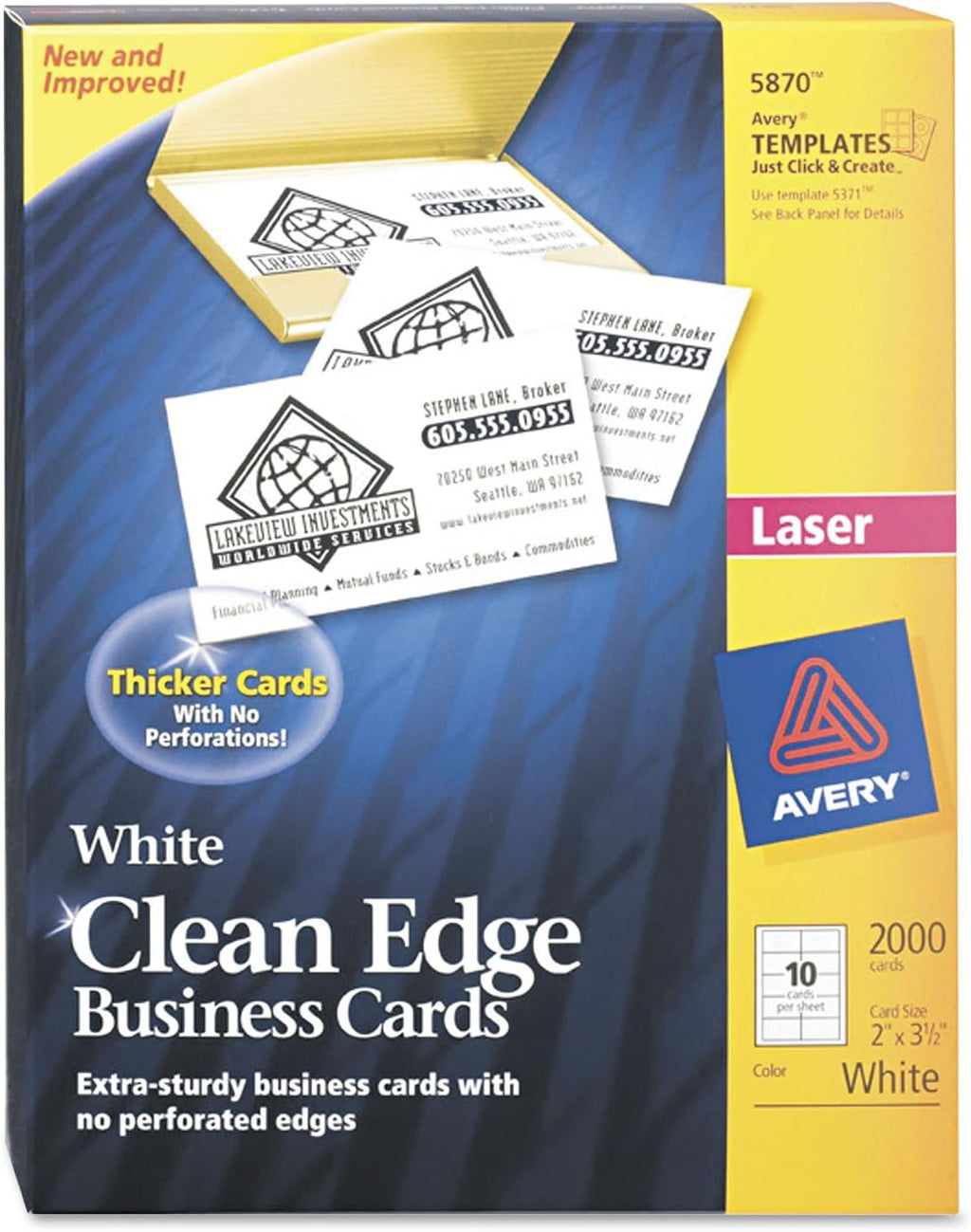 Avery 5870 Printable Business Cards,2-Sides,2000/BX,3-1/2-Inch x2-Inch,Matte WE
