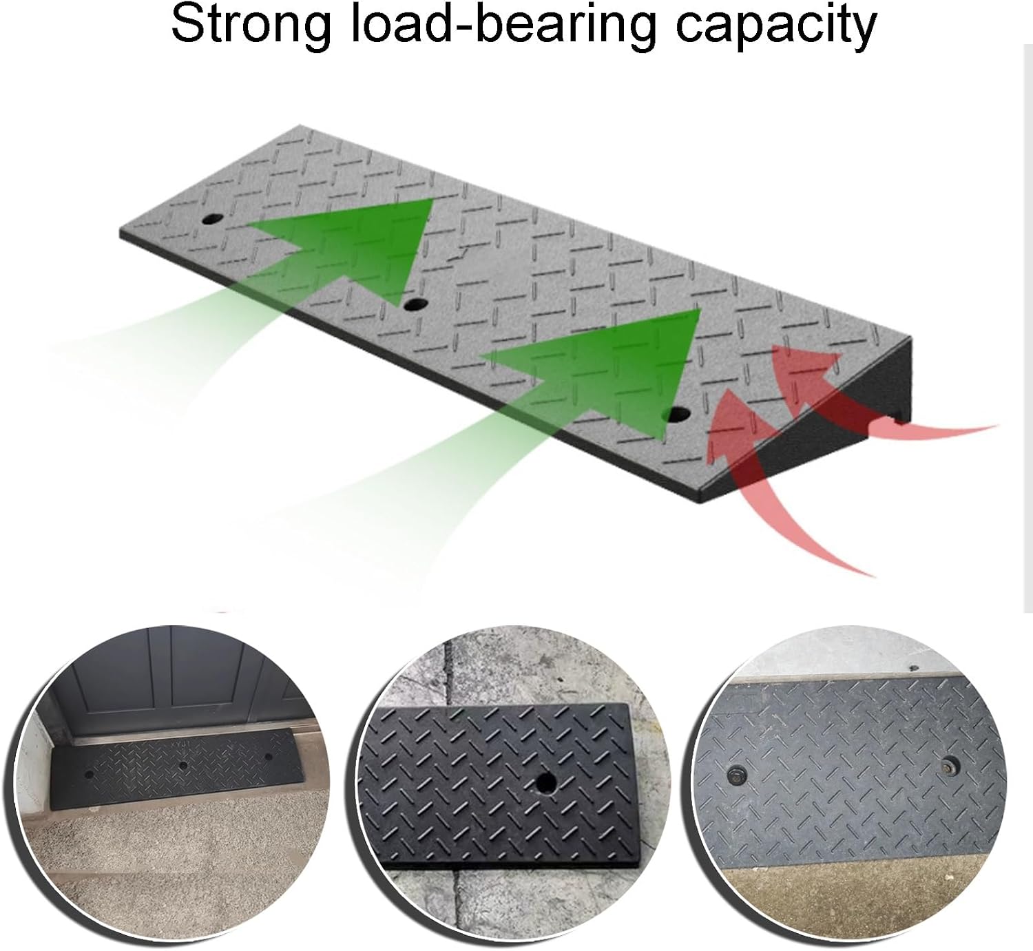 Rubber Threshold Ramp for Doorway Heavy Duty Loading Driveway Ramp for Loading Dock Sidewalk Car Truck Scooter Bike(50x32x12cm)