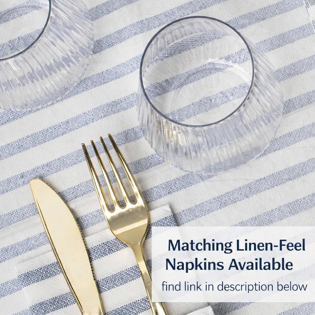 Lillian Made in Italy Cloth-Like Disposable Tablecloth for Rectangle Tables, 24 Pack – Premium Airlaid Linen-Feel Table Cover, Luxury Tablecloth for Parties, Events & Weddings, Elegant Striped Design