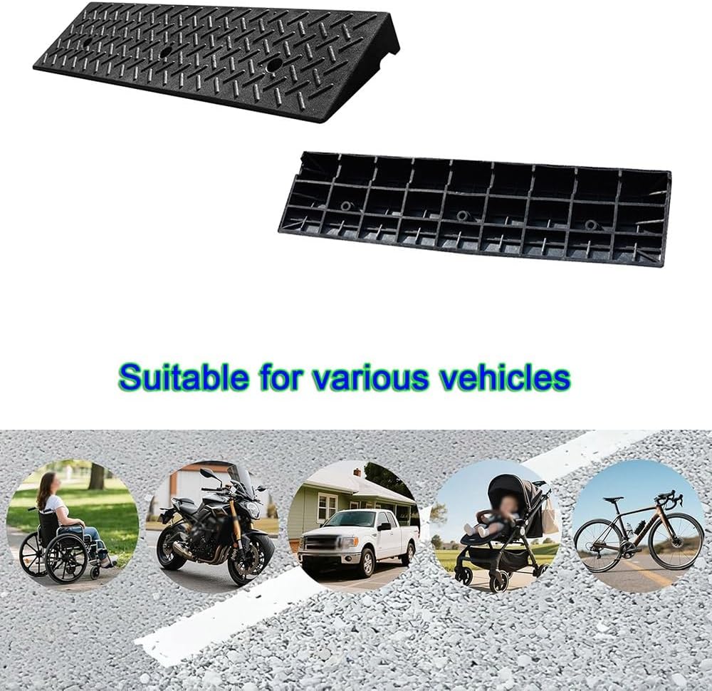 Portable Wheelchair Ramp Rubber Driveway Ramps Car Slope Ramp 1.5' 2' 2.4' 2.7' 3' 3.5' 4' Rise Threshold Ramp Loading Curb Ramp(7cm/2.7' Rise)