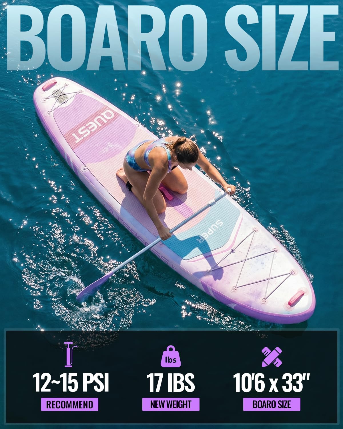 10'6''x33''Inflatable Stand Up Paddle Board, 400lbs Extra Wide Stand Up Paddleboard with Kayak Seat, Anti-Slip EVA Deck Premium SUP Accessories Kit, Non-Slip Stable Deck Boat
