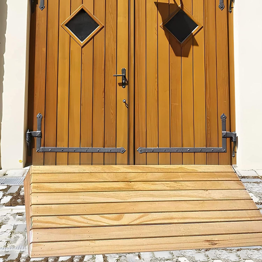 Wooden Threshold Ramps for Doorways, Anti-Skid Curb Ramp, for Wheelchairs Walkers Car Motorcycle(30.8x30x10cm)