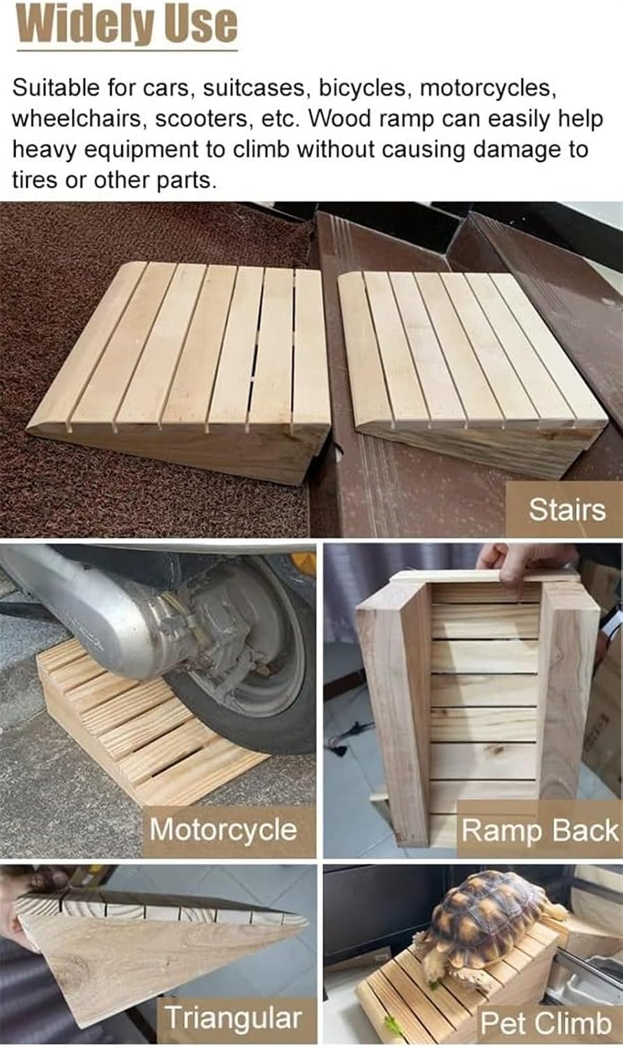 Wooden Threshold Ramp for Doorways, 5/6/7/8/10 Inch Rise, Non-Slip Wheelchair Ramp for Front Door, Garage, Motorcycle, Scooter, 660lbs Capacity