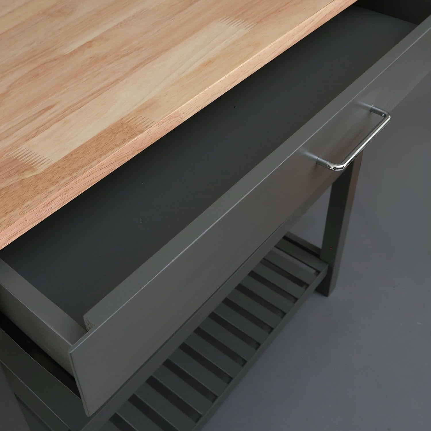Casual Home Kitchen Island with Solid American Hardwood Top, Slate Gray, 40' W (373-932)
