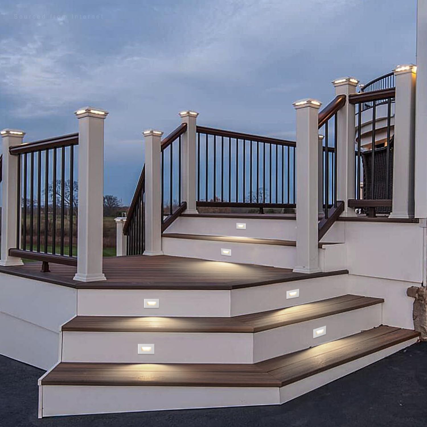 LEONLITE 12-Pack 5CCT 120V LED Step Lights, 3.5W 5%-100% Dimmable Stair Lights Indoor Outdoor Wet Location, CRI90, ETL, Aluminum, 150LM, Horizontal, 2700K/3000K/3500K/4000K/5000K, White
