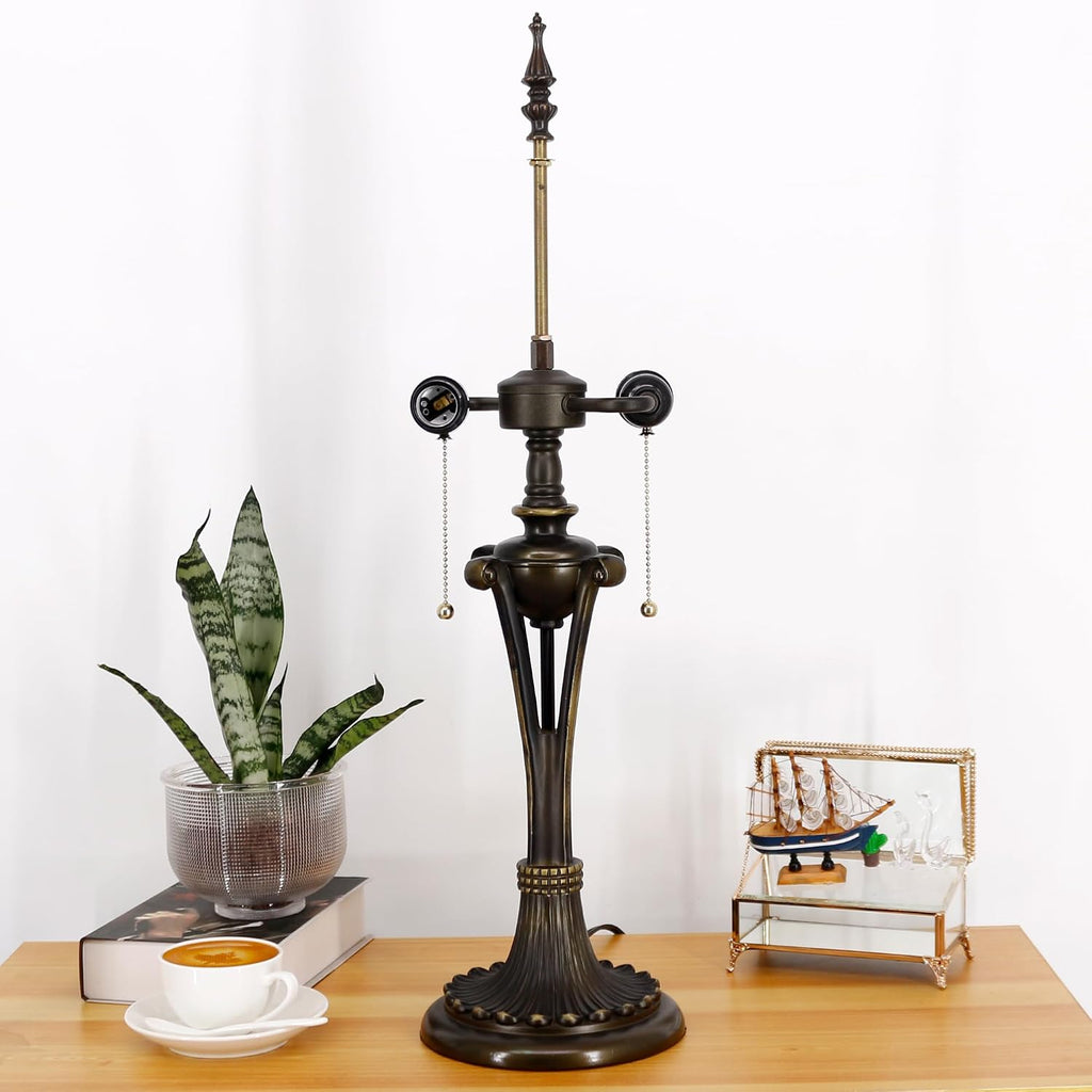Farmhouse Table Lamp Antique Resin Base Traditional Rustic Mid-Century Large Desk Lamp 27 Inch Tall for Living Room Office Bedroom