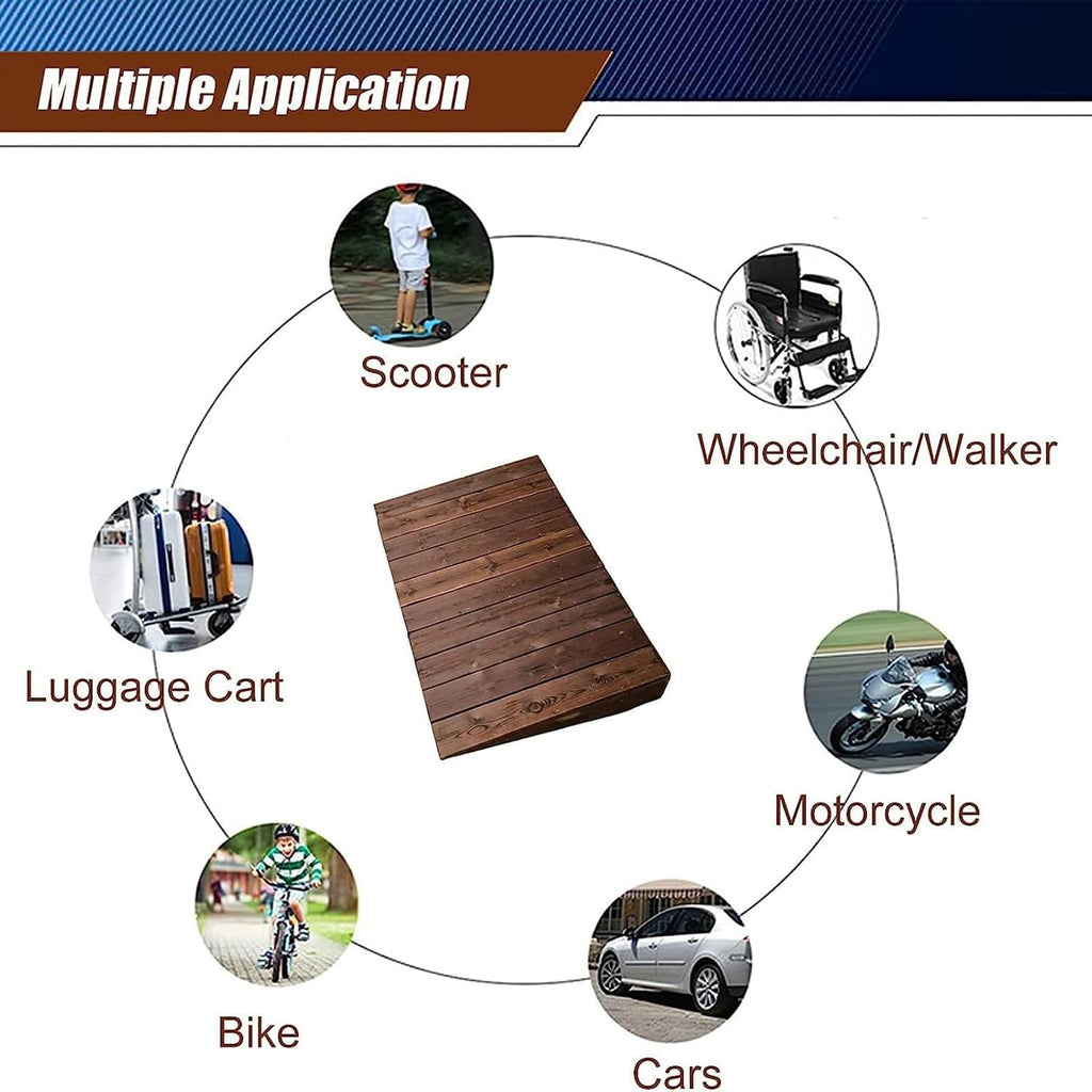 Wooden Threshold Ramps for Doorways Rise Porch Wheelchair Ramps Non Slip Portable Home Entry Ramps 4in/7in/8in/10in/12in/14in/16in (Size:90x20x70cm)