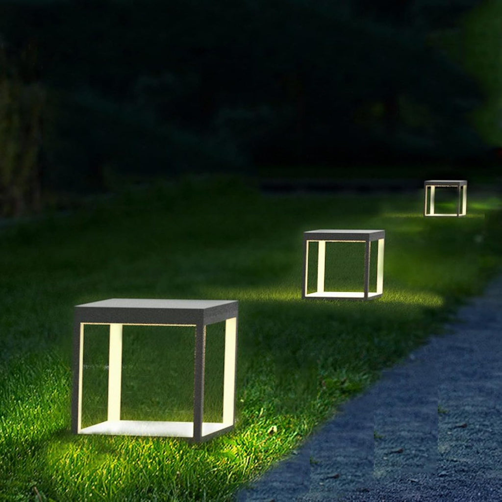 Solar Outdoor Post Lights 10X10in, Dusk Till Dawn Solar stainless steel Column Light,No Wiring Required Electricity Cost Column Lamp,Garden Light,Waterproof,LED Solar Post lamp,Three-Color Adjustable