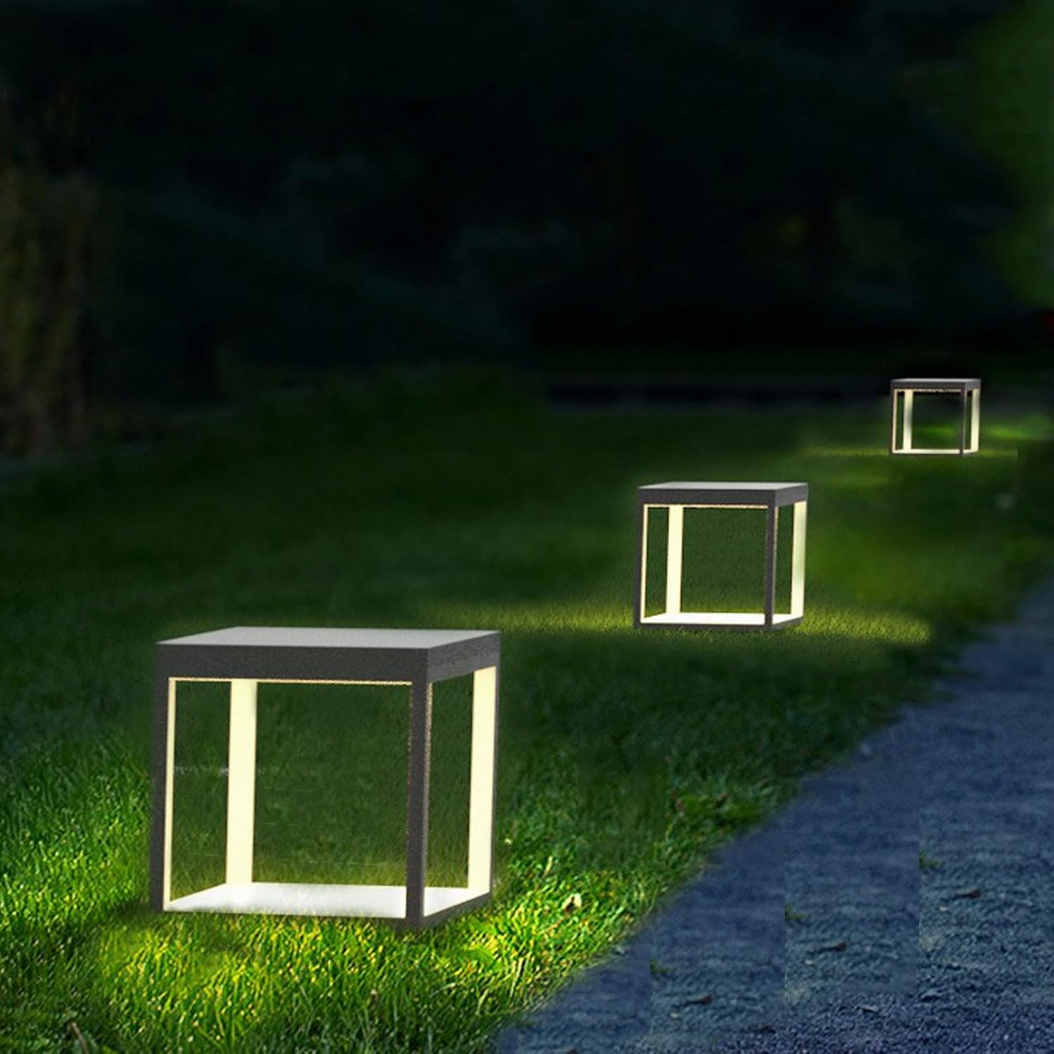 Solar Outdoor Post Lights 10X10in, Dusk Till Dawn Solar stainless steel Column Light,No Wiring Required Electricity Cost Column Lamp,Garden Light,Waterproof,LED Solar Post lamp,Three-Color Adjustable