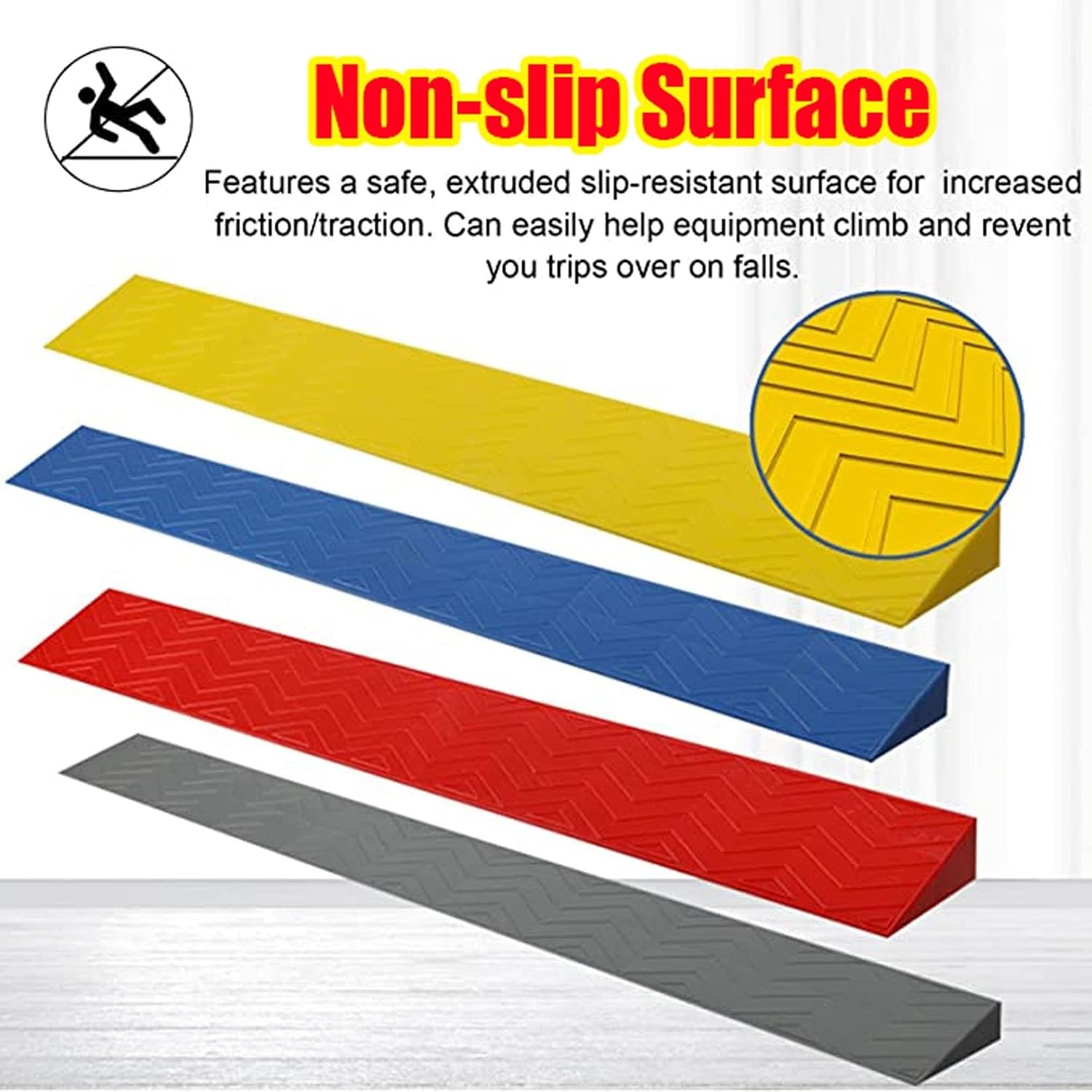 2 Inch Heavy Duty Rubber Threshold Ramp for Doorways - Portable Non-Slip Indoor/Outdoor Wheelchair Access Ramp(Blue,100 * 7 * 1CM)