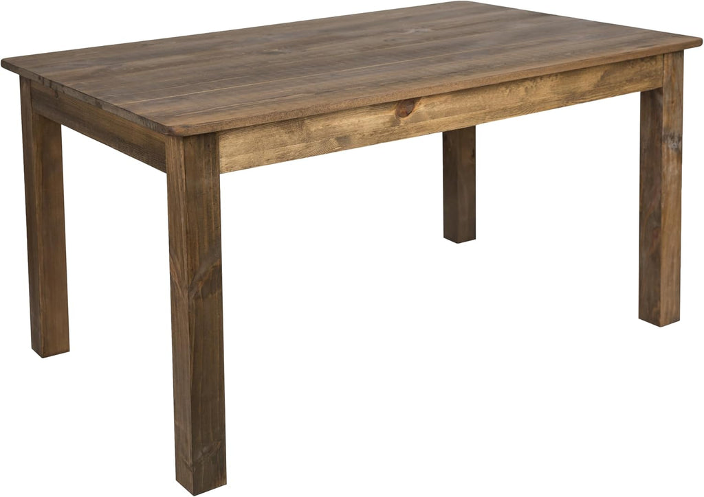 Merrick Lane Jessamine 60' x 38' Rectangular Rustic Solid Pine Farm Dining Table, Antique Farmhouse Wooden Dining Table for Kitchens and Parties, Antique Rustic