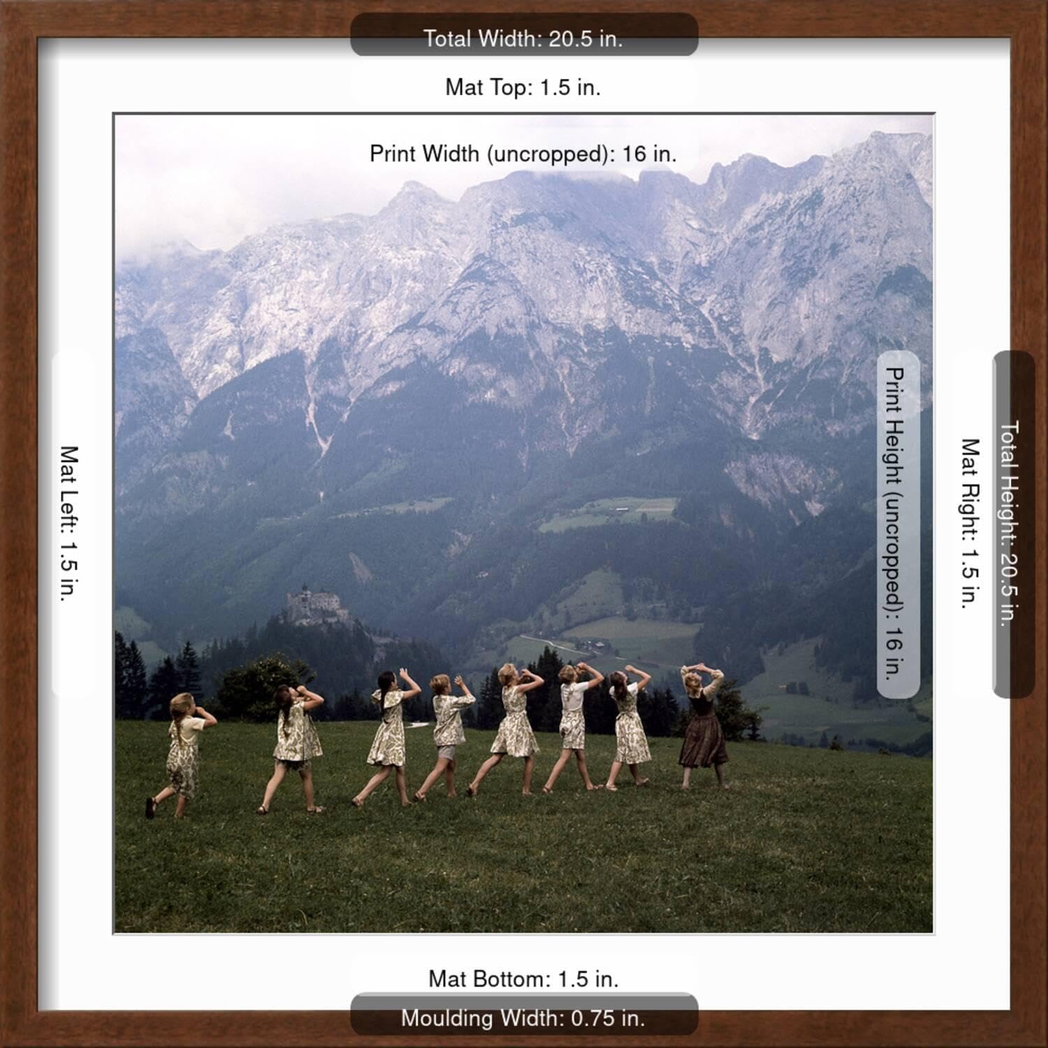 ART.COM Wall Premium Photographic Print The Sound of Music, 1965 on Brown Frame, 21' x 21'