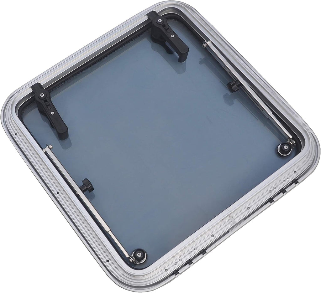 Square Deck Hatch/Marine Hatch Porthole - Anodized Aluminum Hatch with Tempered Glass for Boat/Yacht/RV