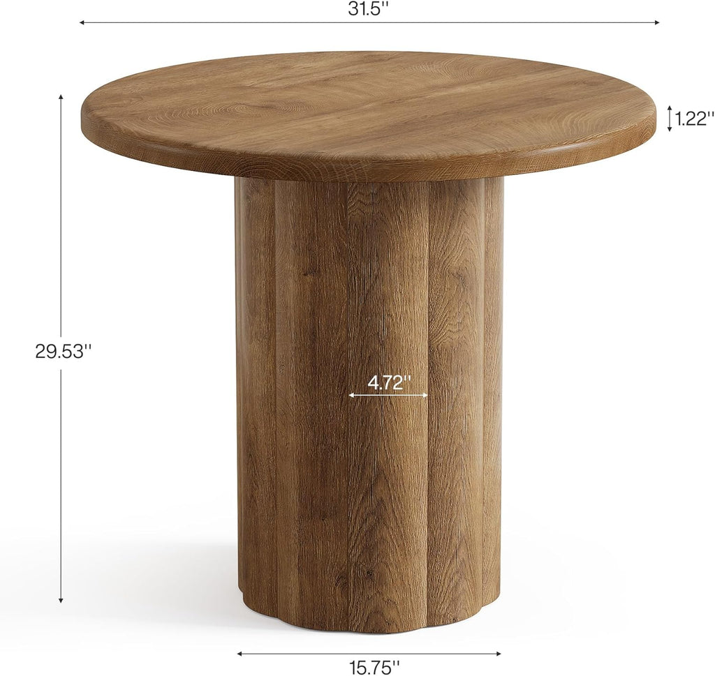 Tribesigns 31.5-Inch Round Dining Table for 2-4 People, Small Kitchen Table with Sturdy Base for Dining Room, Living Room (Brown)