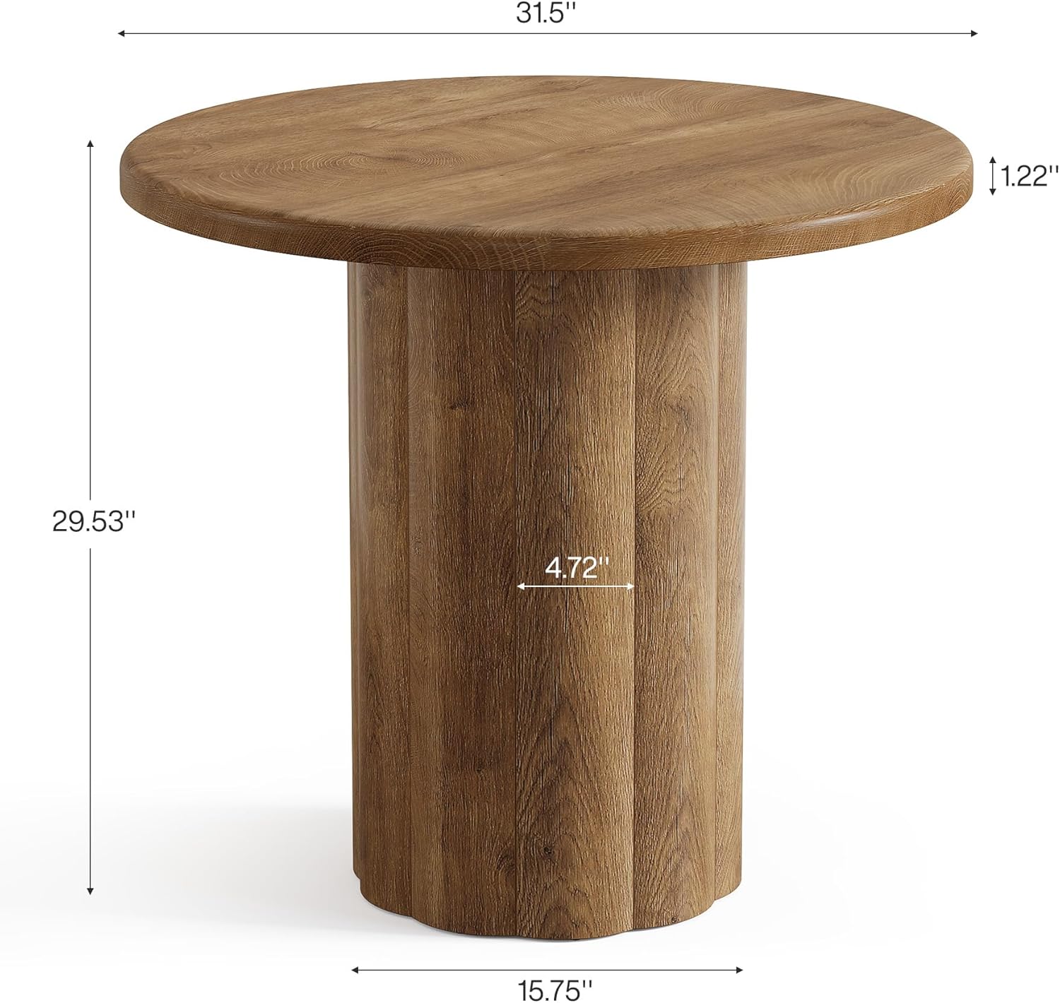 Tribesigns 31.5-Inch Round Dining Table for 2-4 People, Small Kitchen Table with Sturdy Base for Dining Room, Living Room (Brown)