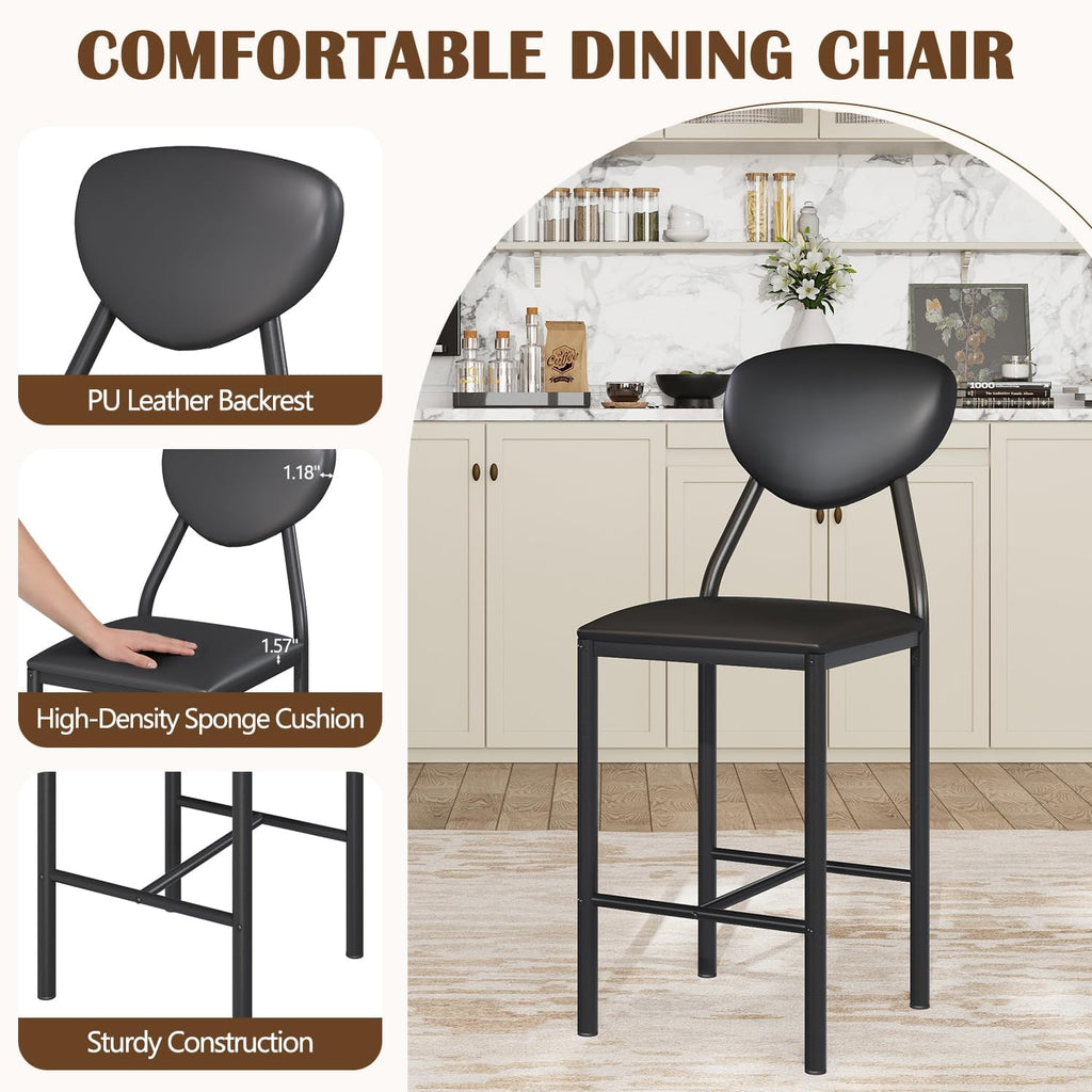 EROMMY Dining Table Set for 4, Modern Kitchen Table and Chairs with PU Leather Upholstery, Wood Dining Table with Chairs for Small Space, Dining Room, Brown