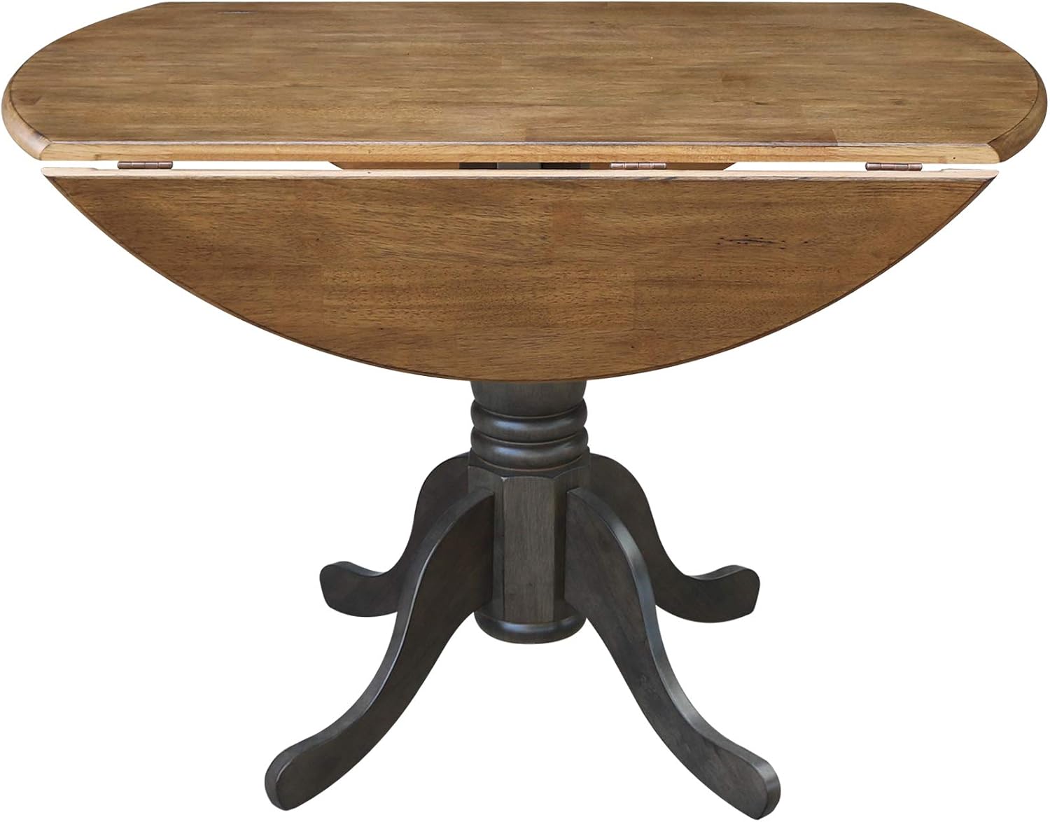 International Concepts 42 Inch Dual Drop Leaf Dining Height Table, Hickory/Washed Coal.