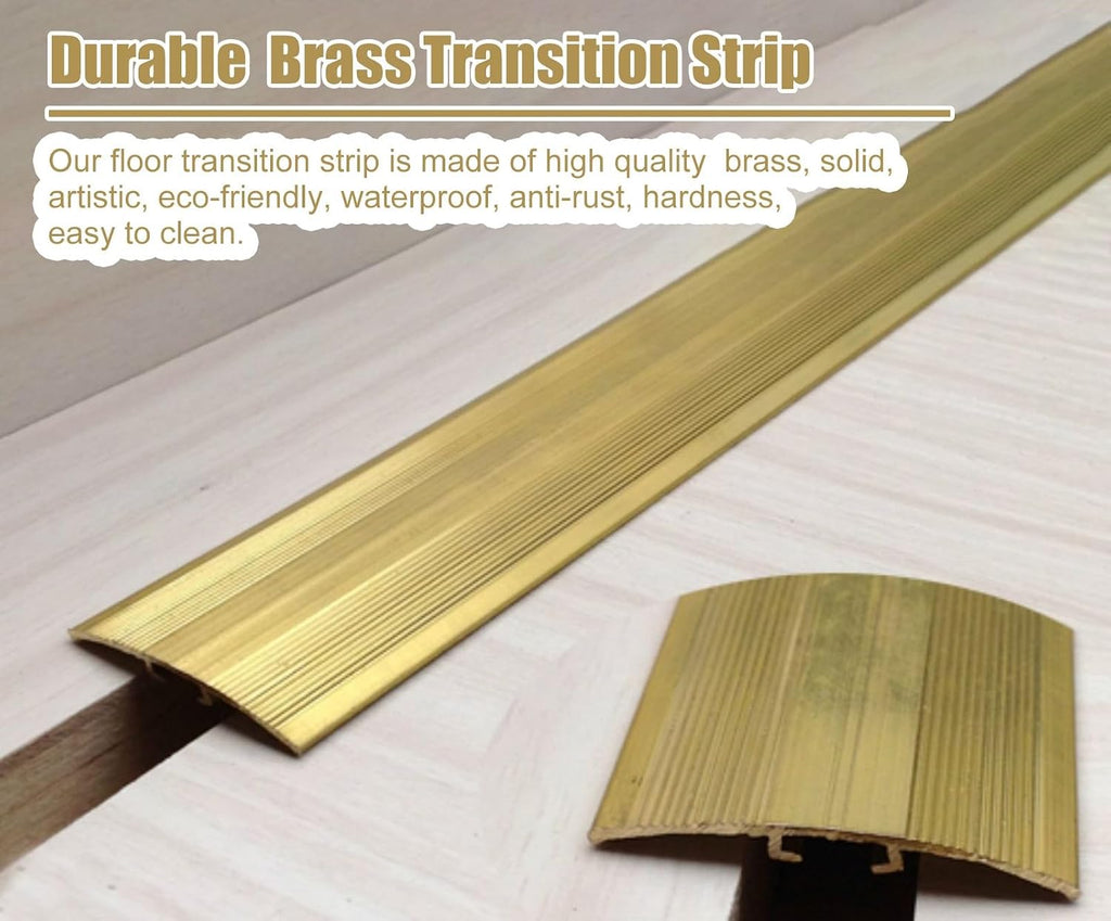 Vibeo Threshold Strip 90 100 110 120 130 140 150 Cm Long Brass Floor Transition Strip, 3 3.5 4 5 6 Cm Wide Threshold Seal Bar, Wood to Tile Floor Divider Strip(L120cm(47 1/4'),W5cm(2'))