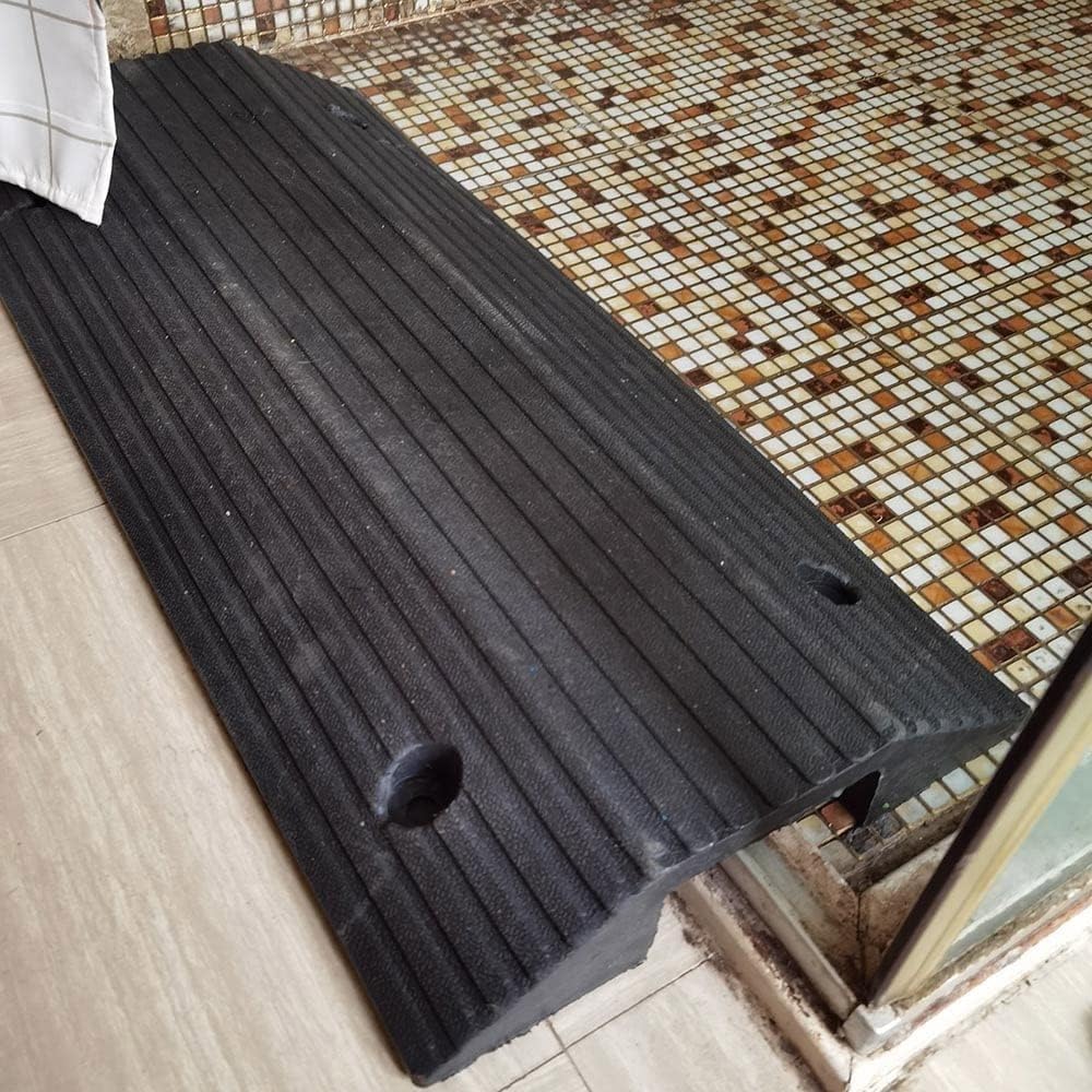 3' Rise Threshold Ramps for Doorways, Portable Bridge Ramp for Threshold, Rubber Curb Ramps Wheelchair Ramp with Anti-Slip Surface